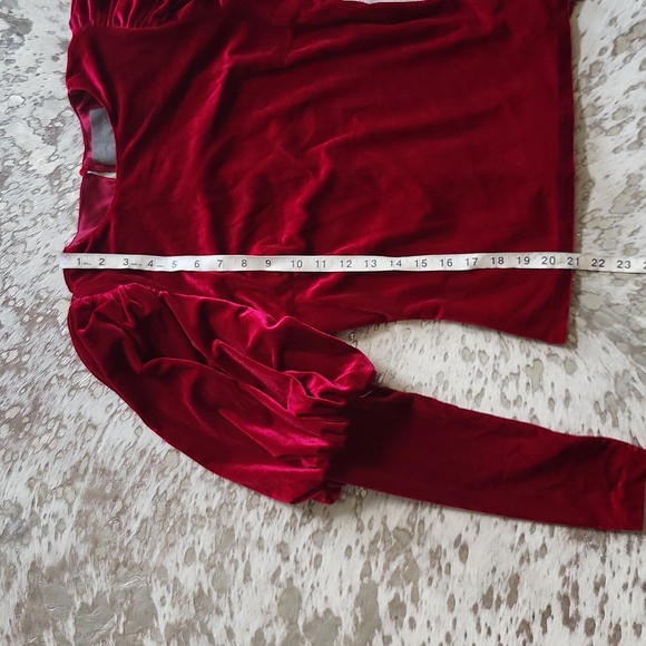 Anthropologie Sunday In Brooklyn Puff Sleeve Velvet Blouse SzXS - Picture 6 of 7